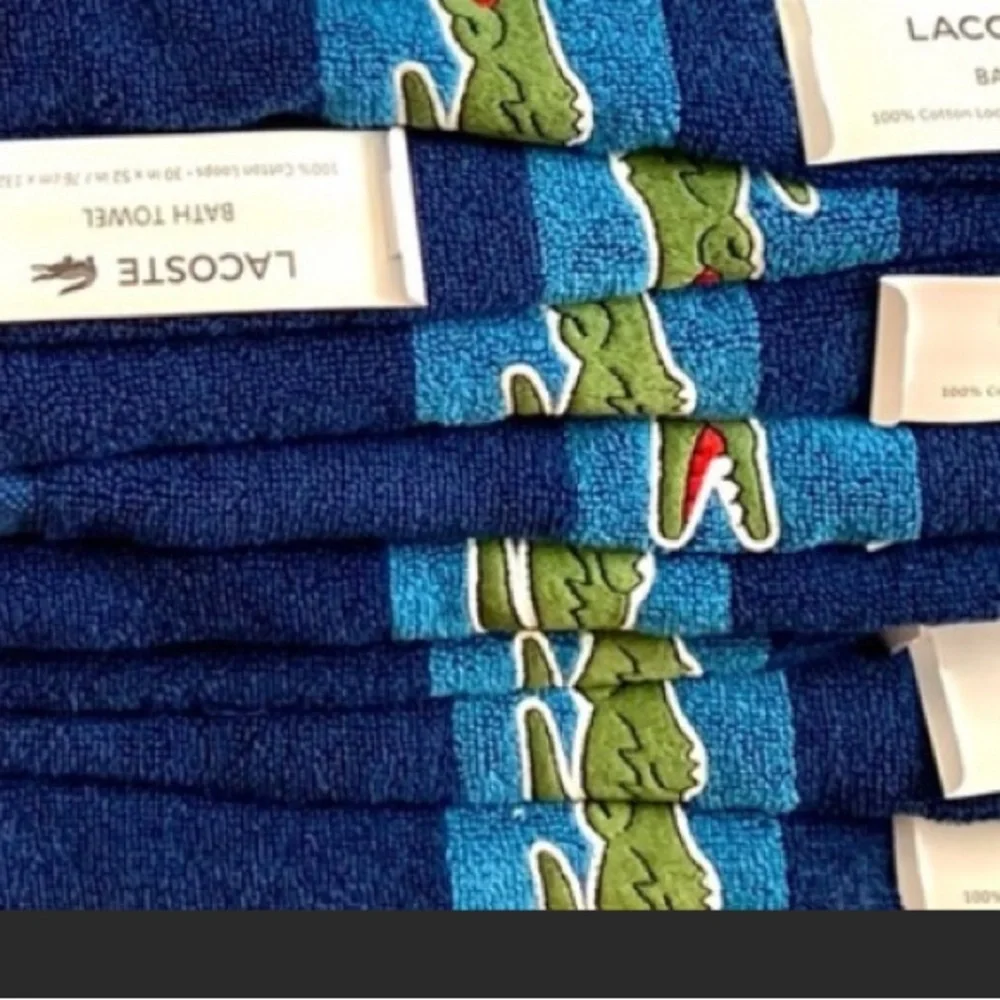 Bundle of 4 Lacoste Large Bath Spa Pool cotton Towel 30”x52” new 2 orange 2 blue